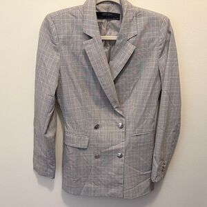Zara Gray Checkered Women's Blazer